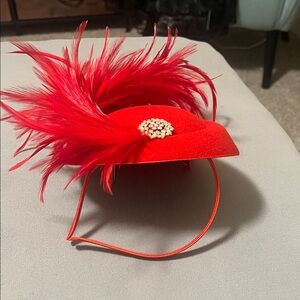 Elegant Red Feathered Fascinator